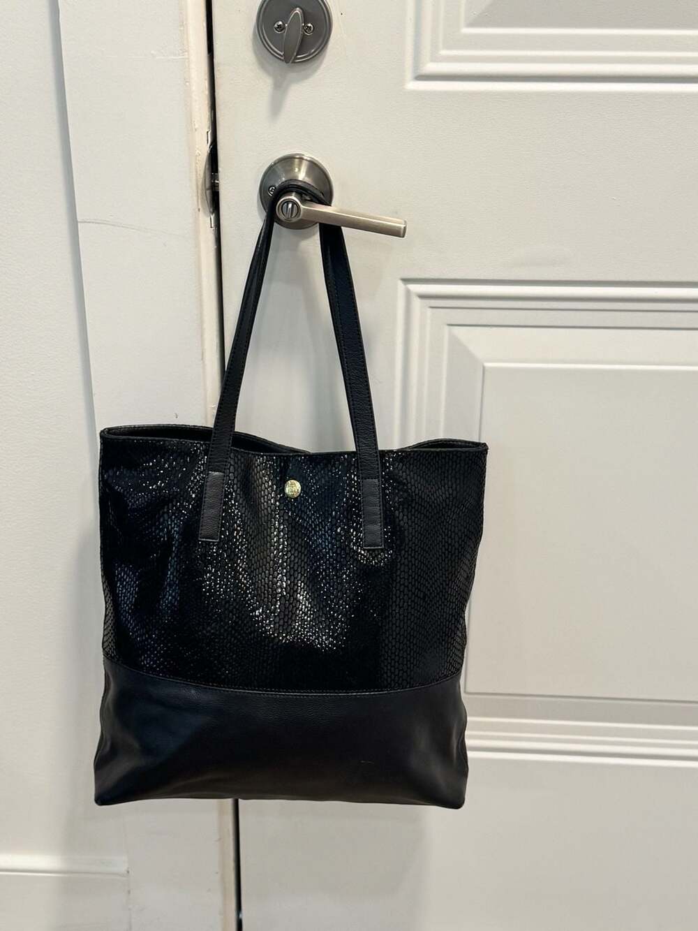 JPK Paris 75 Black Snake Embossed Leather Tote Shoulder Bag